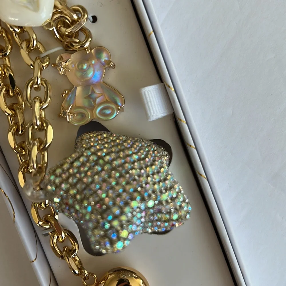 Bling Silver and Gold puffy Star and Heart Handbag charm/Keychain